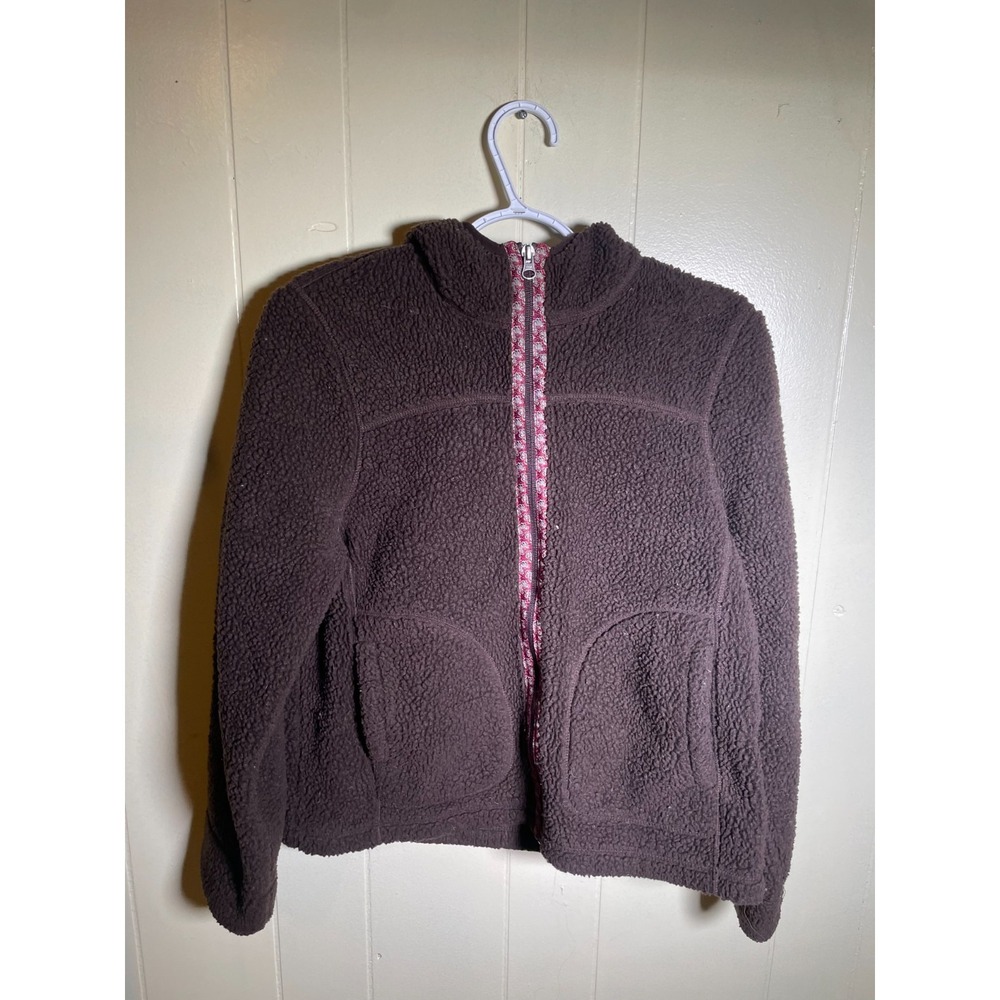 Vintage L.L.Bean Full-Zip Hooded Lined Sherpa Fleece Jacket Brown Size Petite S